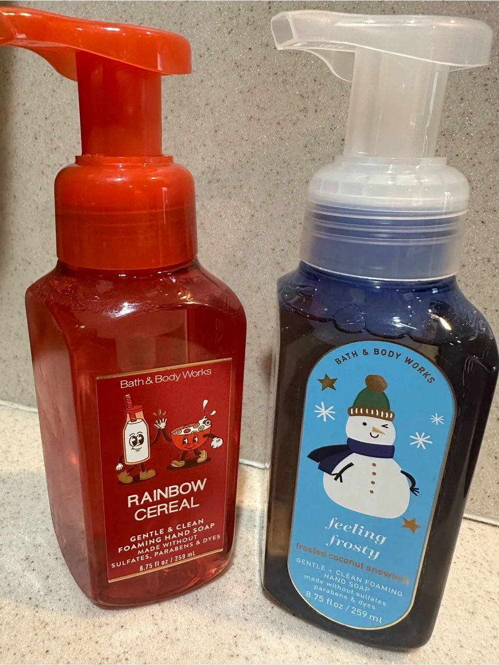 Bath & Body Works foaming hand soap set of 2 Rainbow Cereal & Feeling Frosty